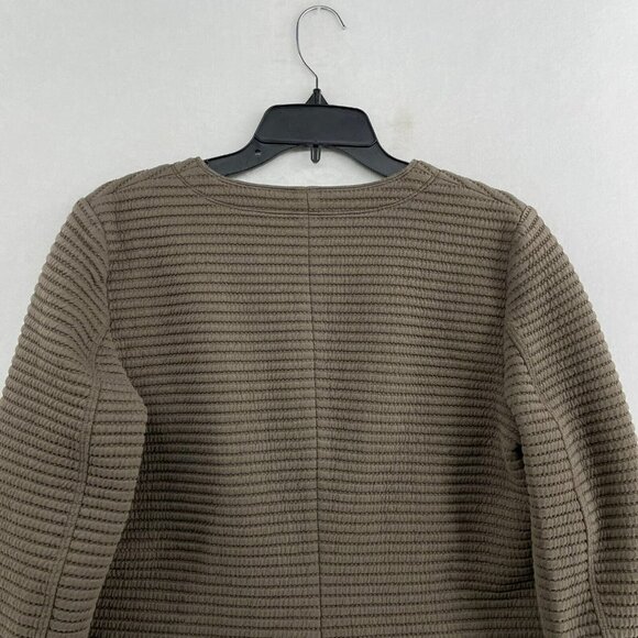Worth Cardigan Jacket Women Sz 12 Taupe Button-Up Ribbed V-Neck Stretch Pockets - Picture 9 of 13